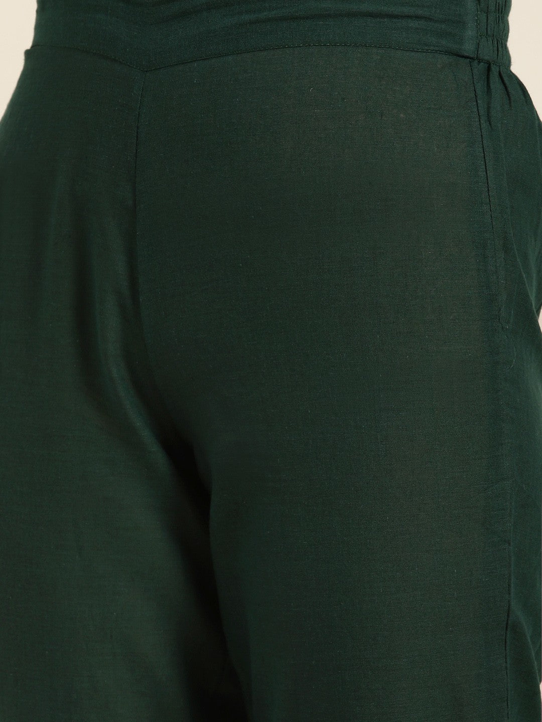 Women Green & Golden Ethnic Motifs Printed Pure Cotton Kurta with Trousers
