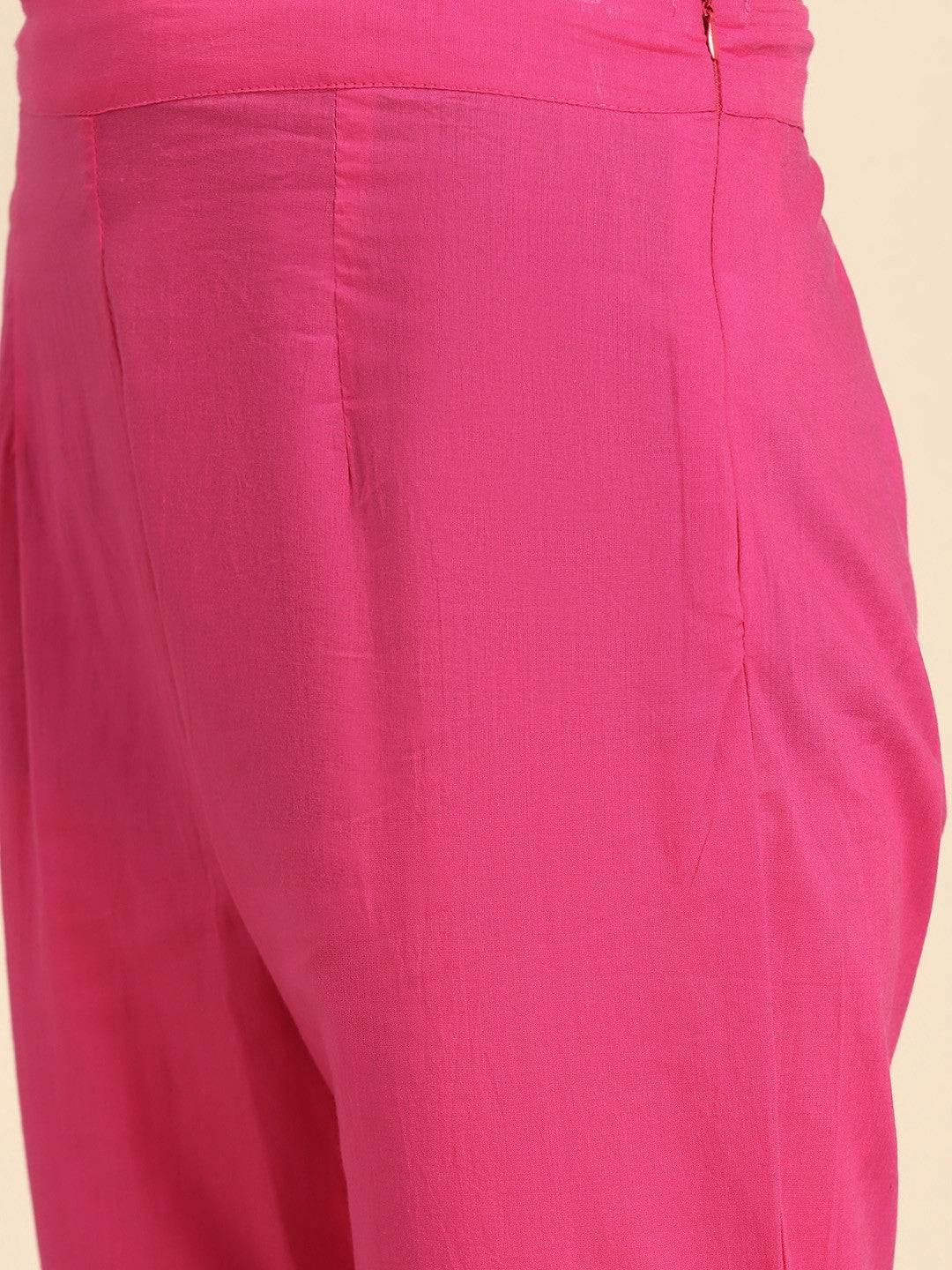 Women Magenta Floral Embroidered Tiered Sequinned Pure Cotton Kurta with Trousers