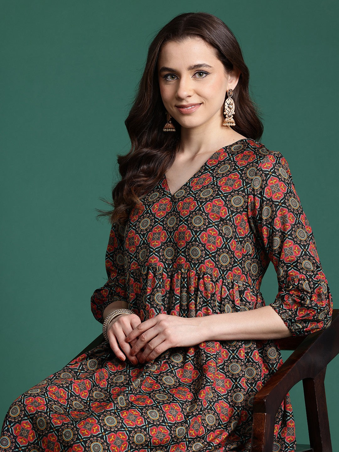 Printed Fit & Flare Ethnic Dress