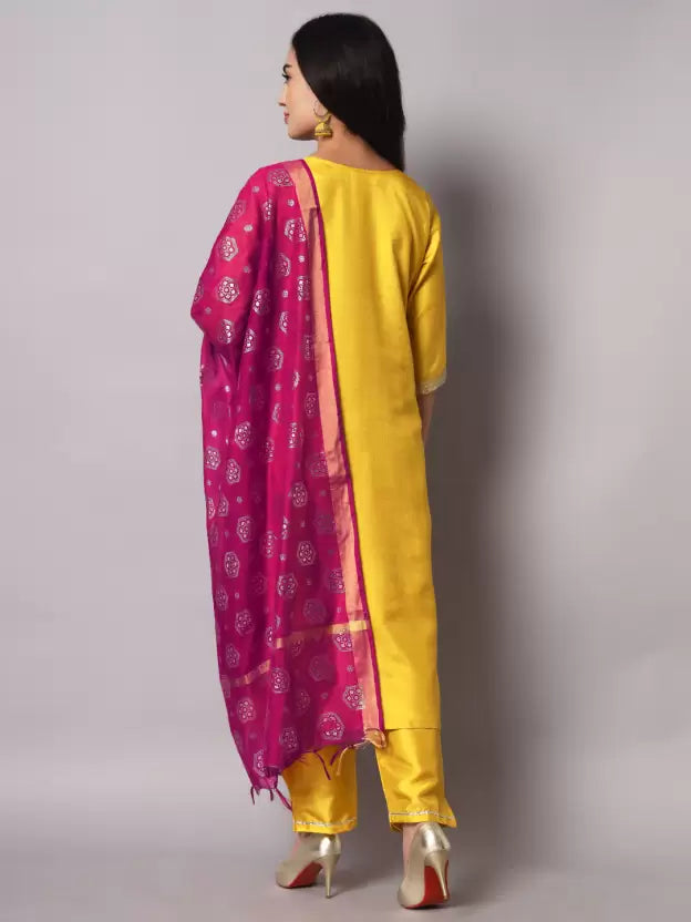 Women Silk Blend Kurta Pant Set