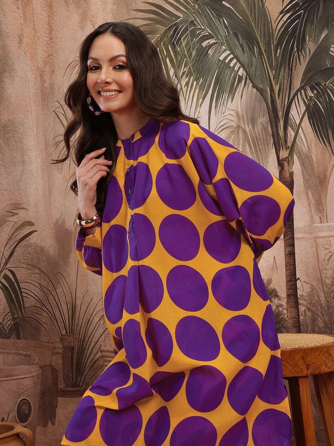 Printed High-Low Kurta with Trousers