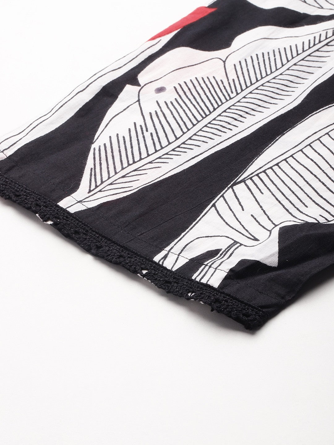 Floral Printed Lace Detailed Pure Cotton Kurta with Trousers