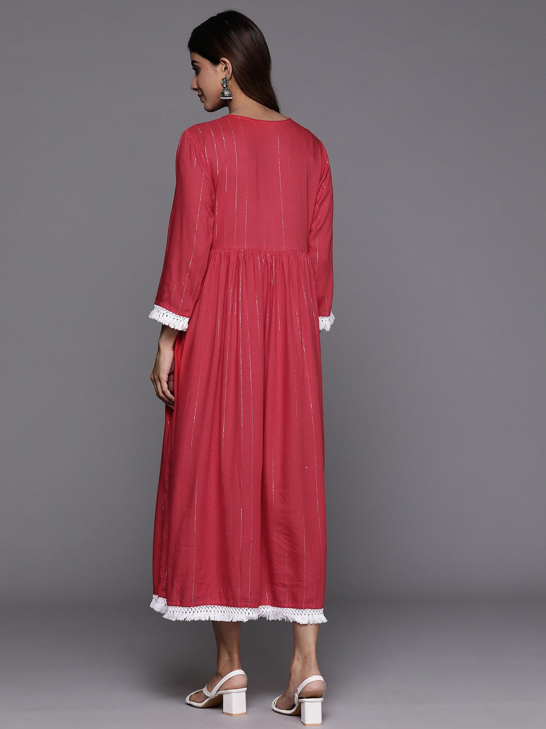 Embroidered A-Line Midi Dress
