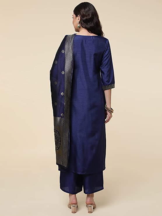 Women Green Silk Blend Kurta and Palazzo Set