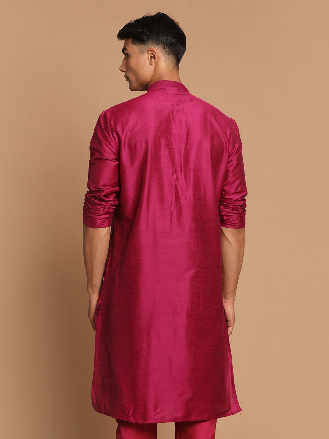 Men Pink Viscose Regular Kurta
