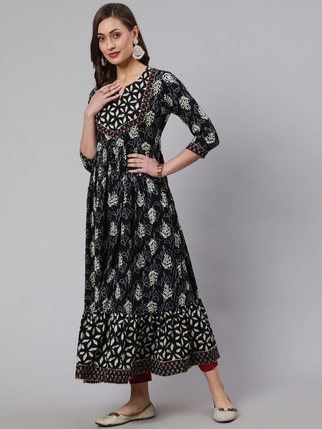 Ethnic Motifs Printed Pure Cotton Anarkali Kurta