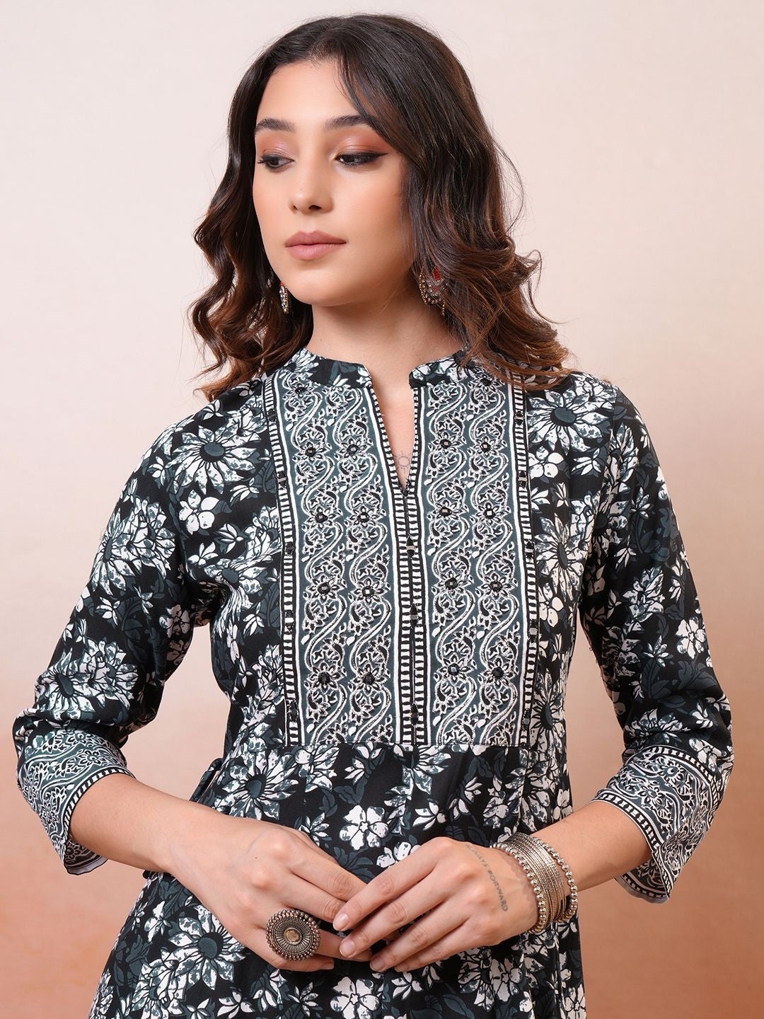 Women Floral Embroidered Fit & Flare Maxi Dress