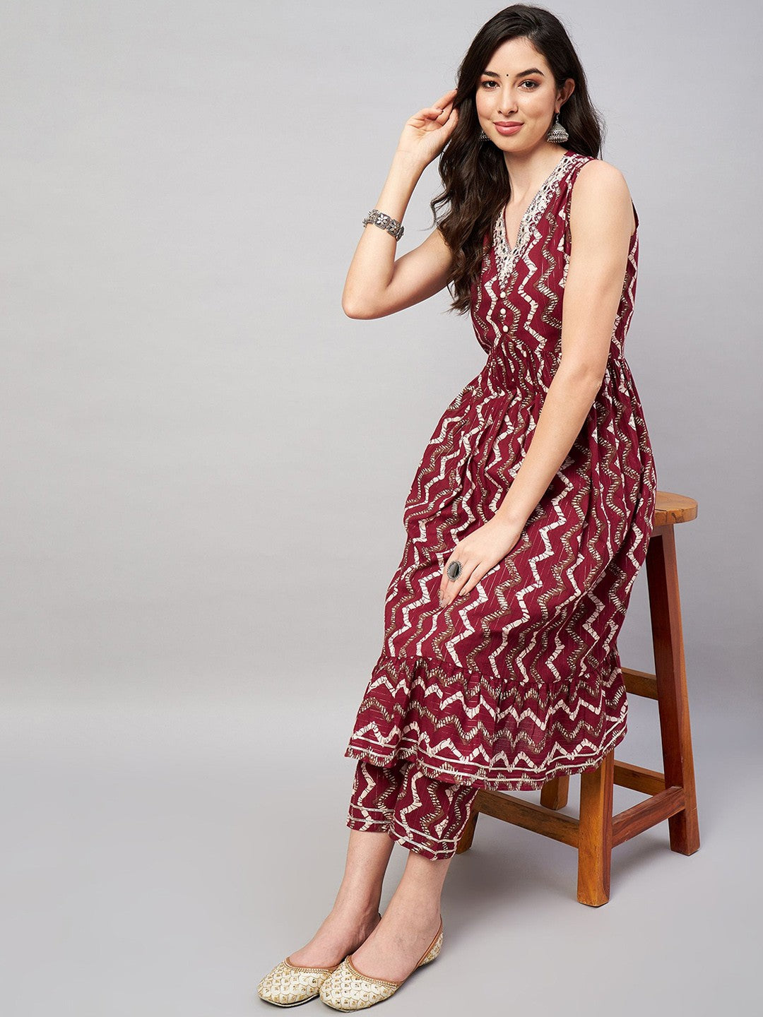 Women Printed Regular Pure Cotton Kurta with Trousers