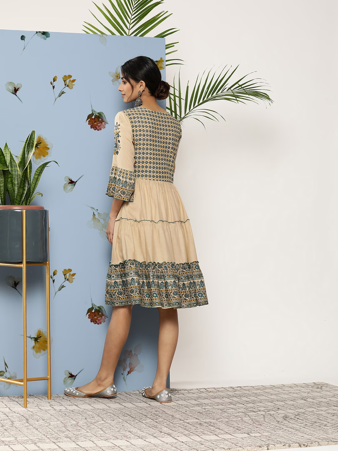 Women Ethnic Motifs Printed Tiered Fit & Flare Dress