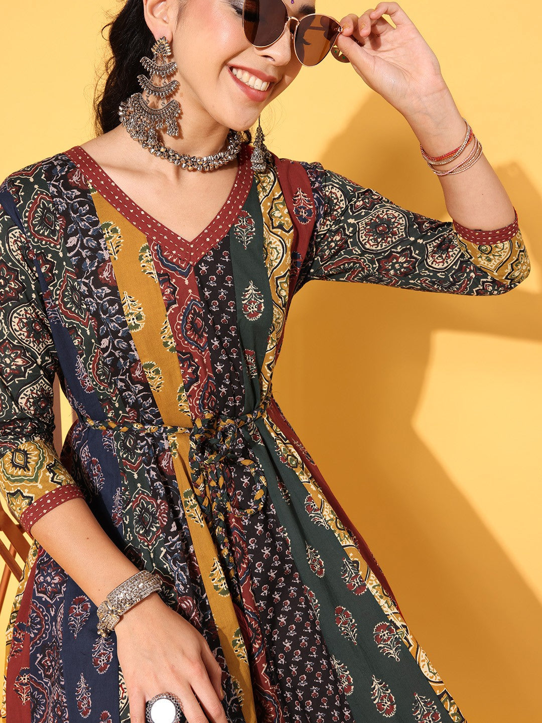 Women Red Floral Swirling Volume Dress