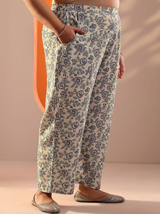 Women Plus Size Floral Printed Kurta with Trousers & Dupatta