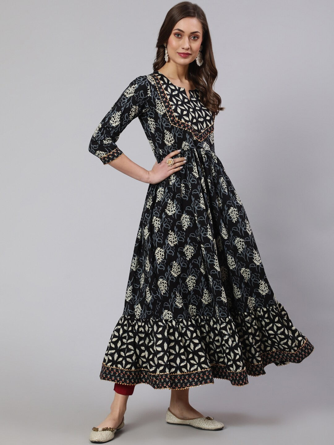 Ethnic Motifs Printed Pure Cotton Anarkali Kurta