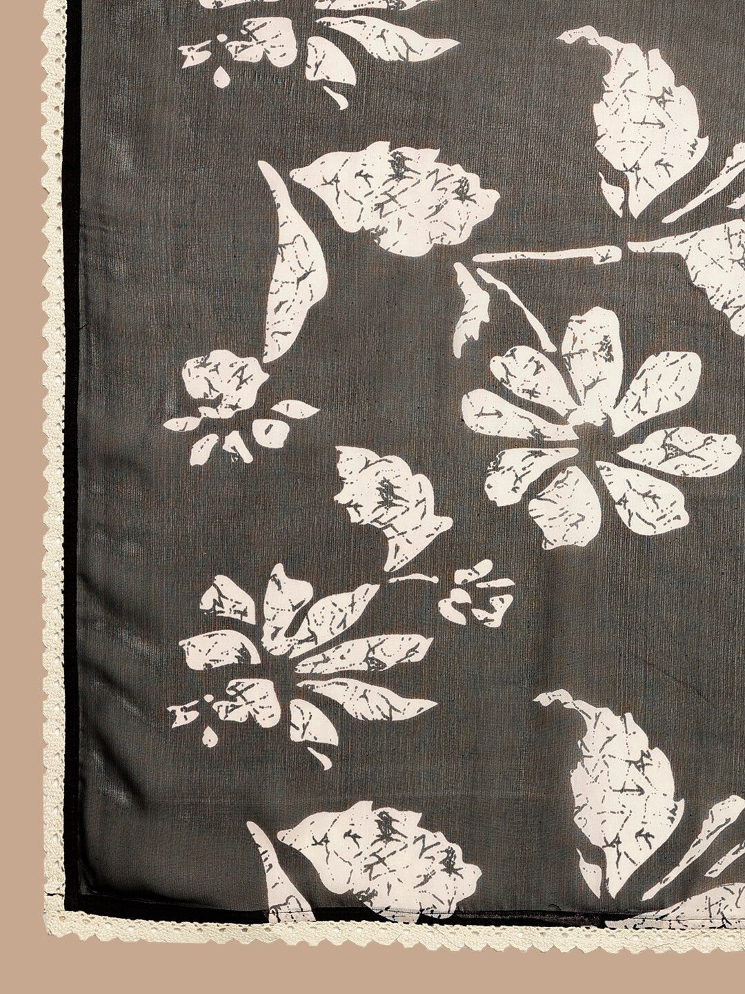 Floral Printed Empire Thread Work Kurta with Trousers & Dupatta