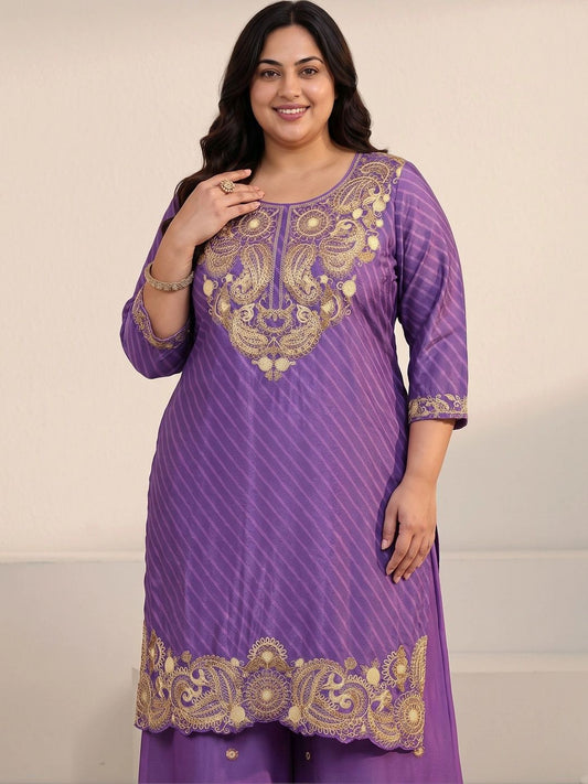 Women Ethnic Motifs Embroidered Regular Thread Work Kurta with Palazzos & With Dupatta
