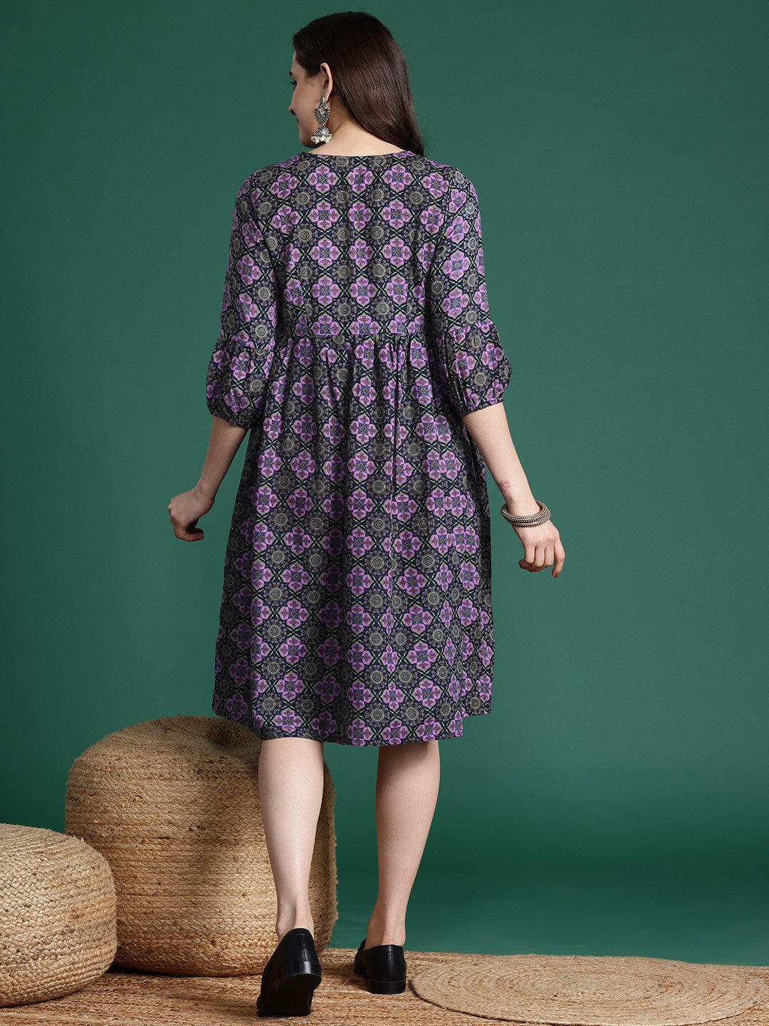 Printed Fit & Flare Ethnic Dress
