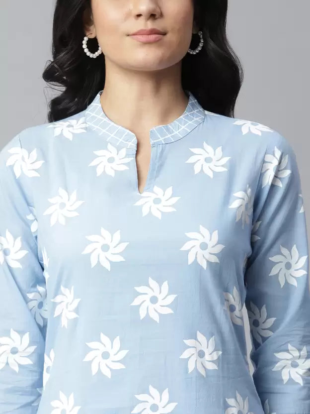 Women Cotton Blend Kurta Pant Set