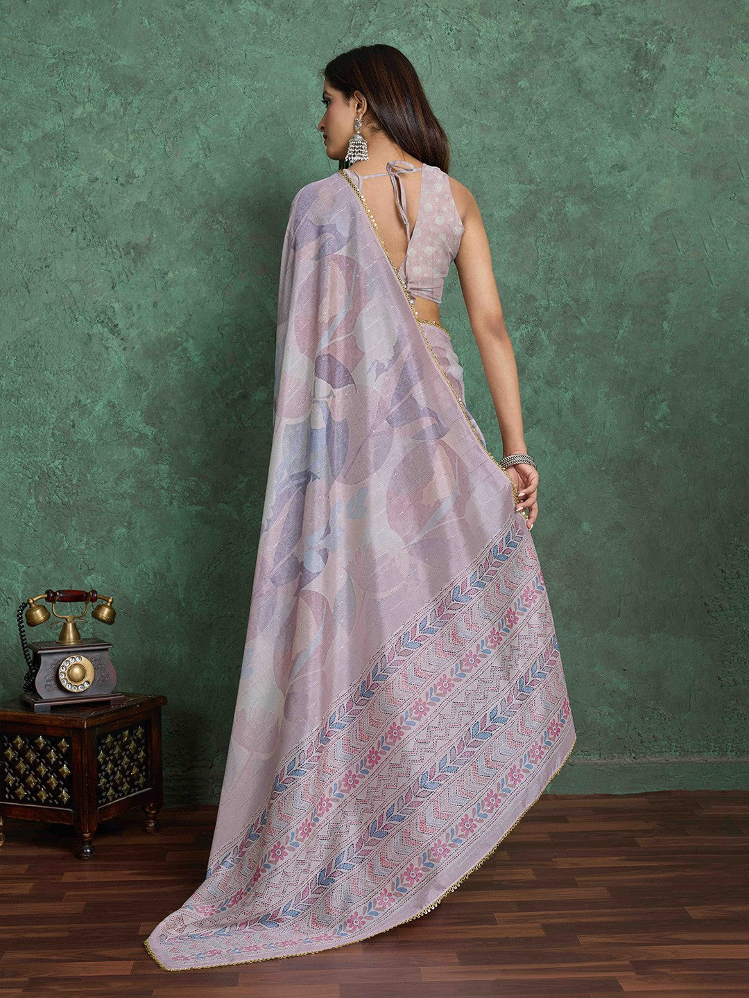 Sequinned Silk Blend Saree