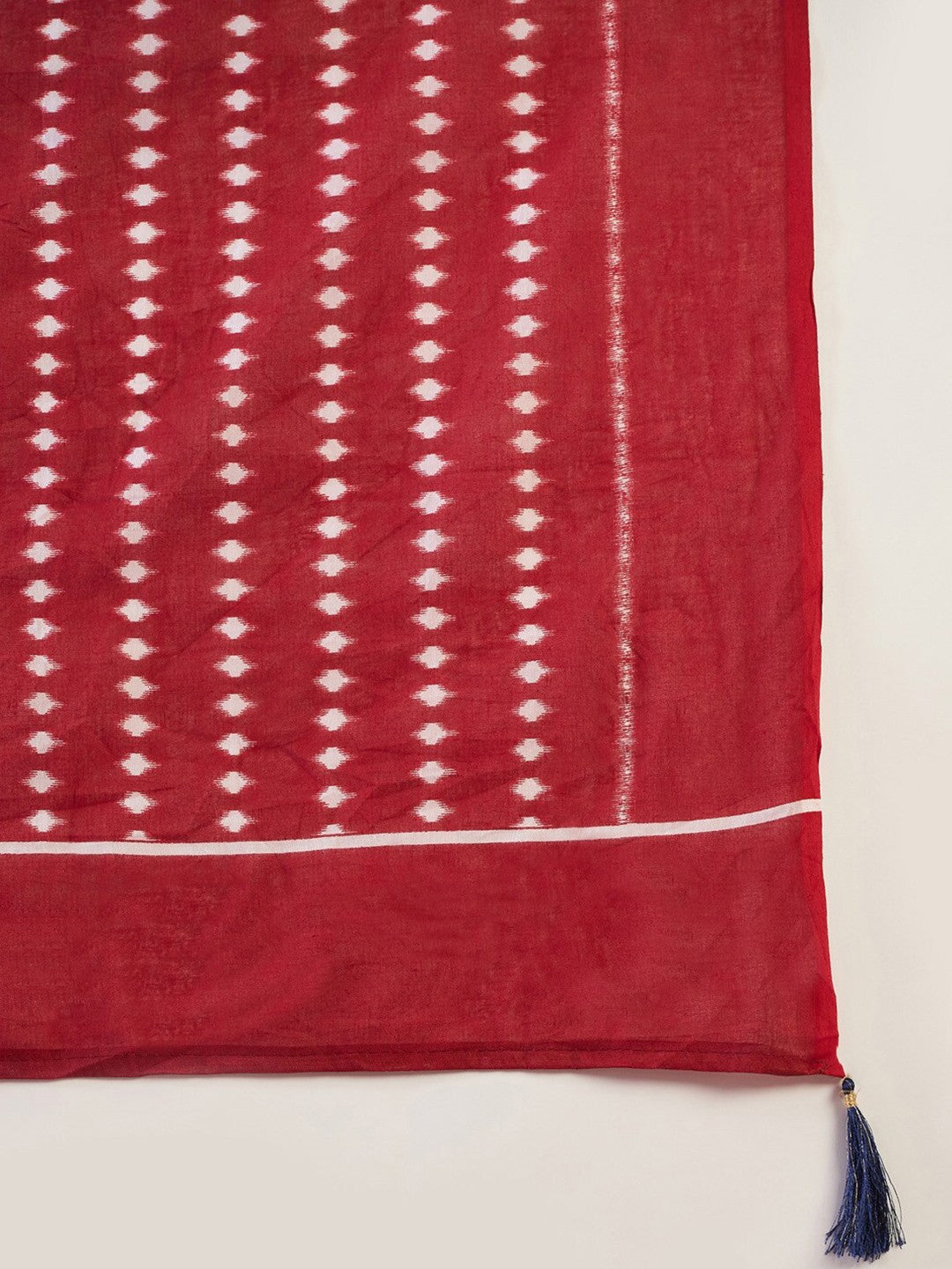 Ethnic Motifs Poly Cotton Ready To Wear Ikat Saree