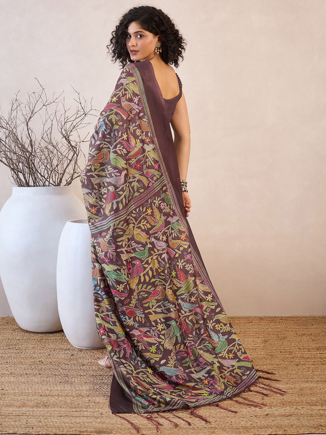Ethnic Motifs Block Printed Ready to Wear Sarees