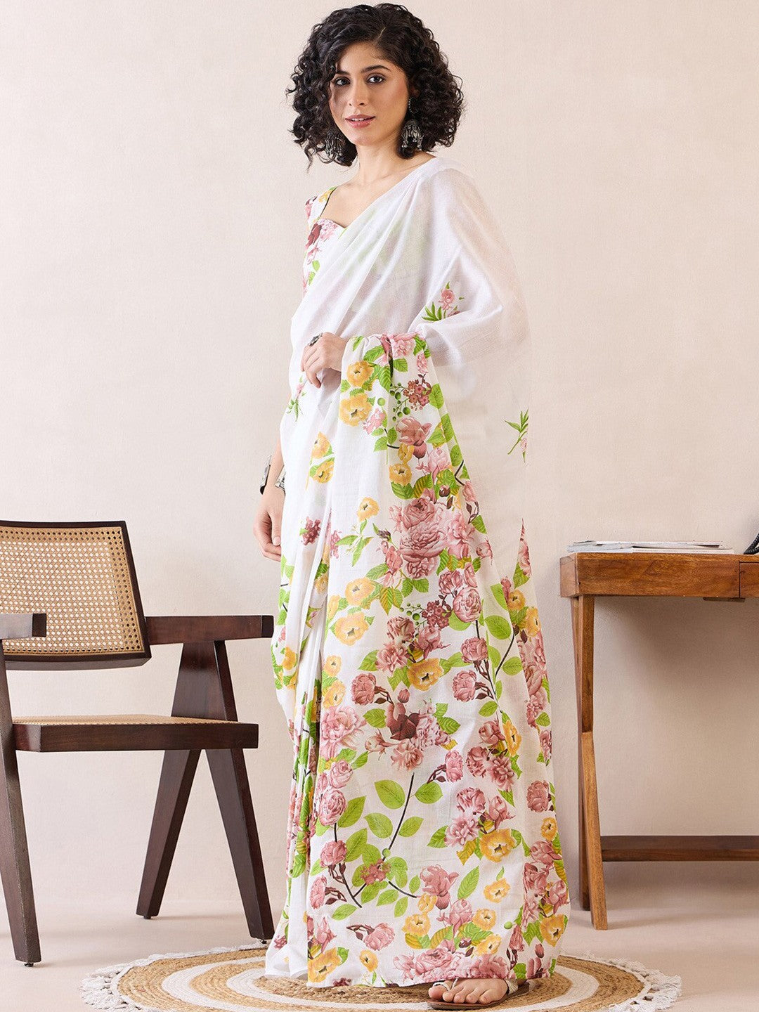 Floral Pure Cotton Ready to Wear Block Print Sarees