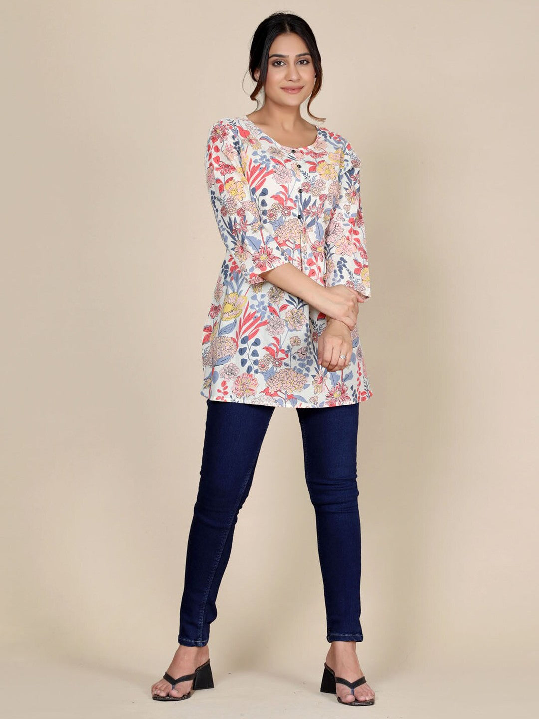 Floral Printed Pure Cotton Kurti