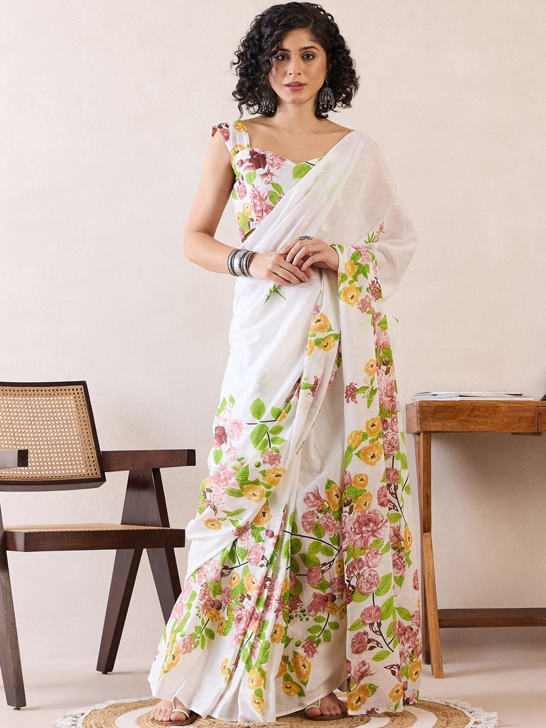 Floral Pure Cotton Ready to Wear Block Print Sarees