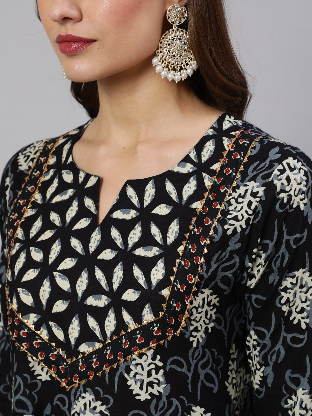 Ethnic Motifs Printed Pure Cotton Anarkali Kurta