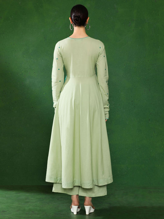 Angrakha Style Cotton Flared Kurta With Palazzos