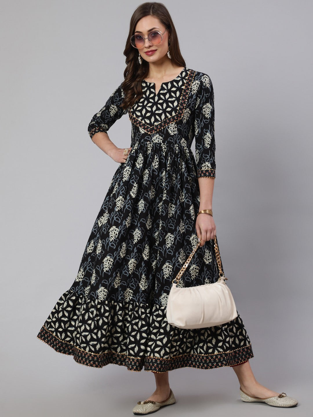 Ethnic Motifs Printed Pure Cotton Anarkali Kurta
