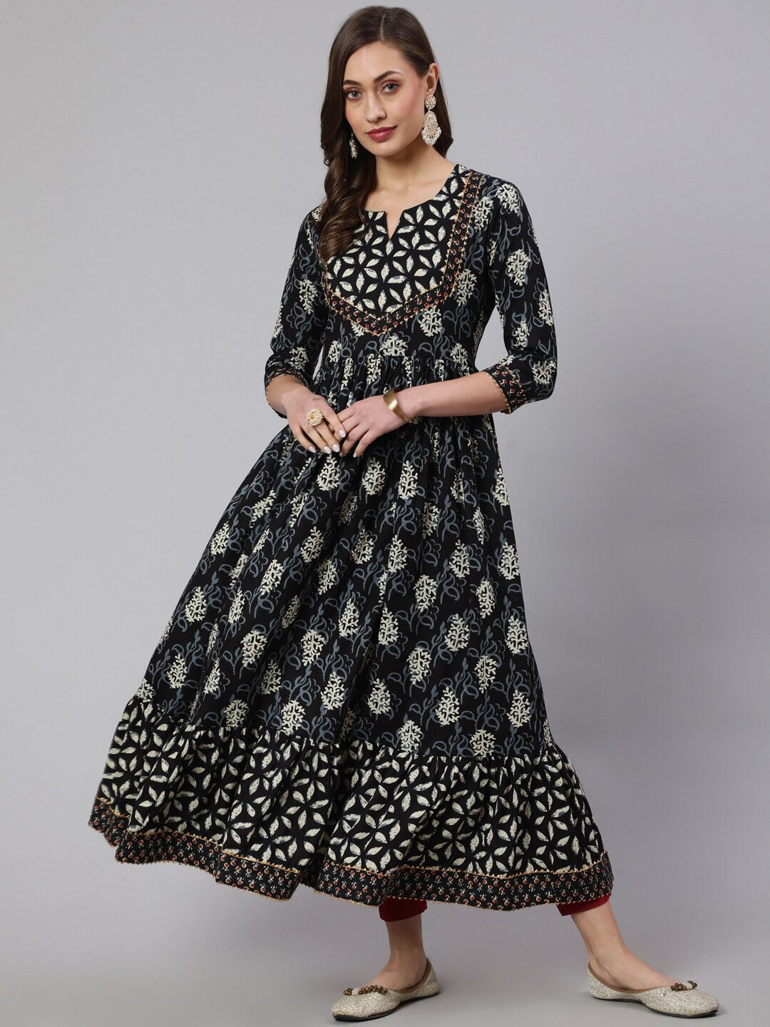 Ethnic Motifs Printed Pure Cotton Anarkali Kurta