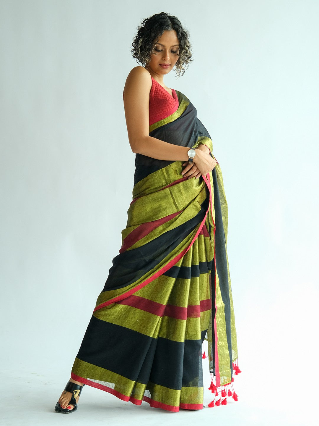 Black Woven Design Saree