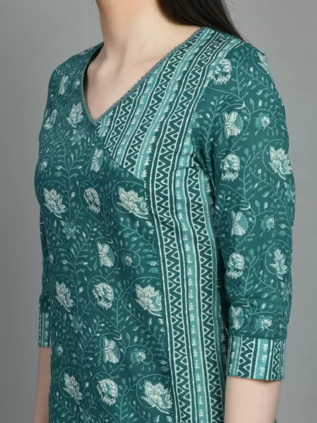 Casual Regular Sleeves Printed Women Green Top