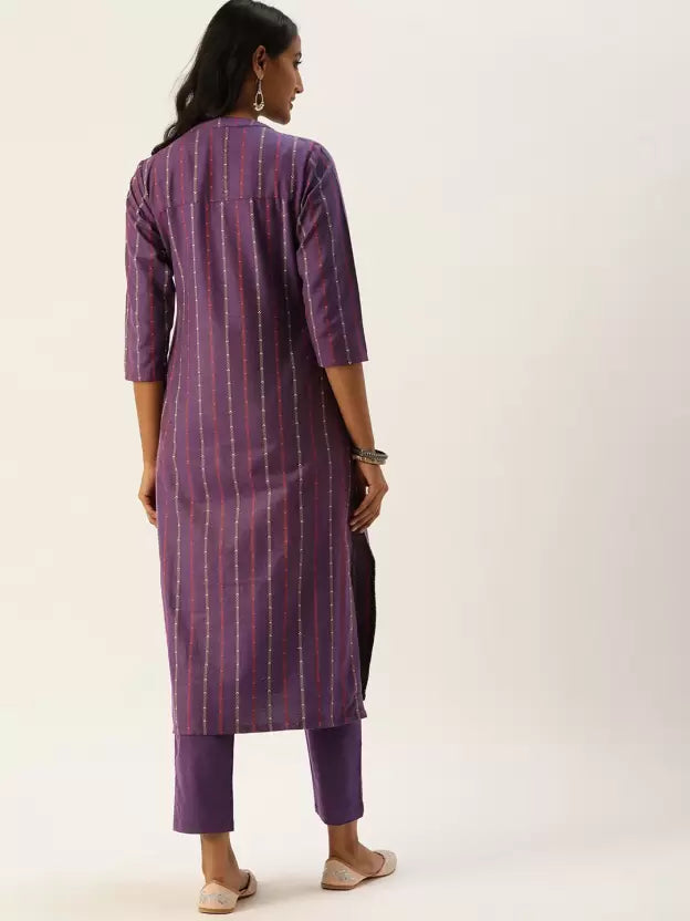 Women Purple Pure Cotton Kurta Pant Set