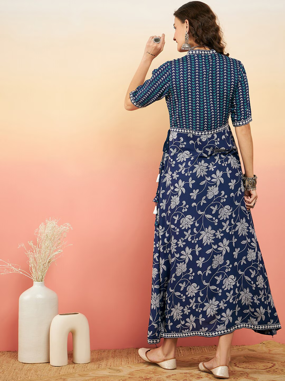 Floral-Printed Empire Ethnic Dress