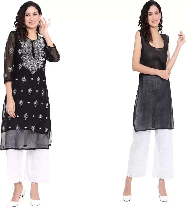 Women Purple Chikankari Kurta with inners