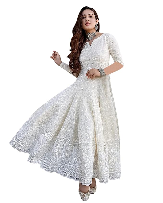 Chikankari Kurta Gown - 1 piece gown only