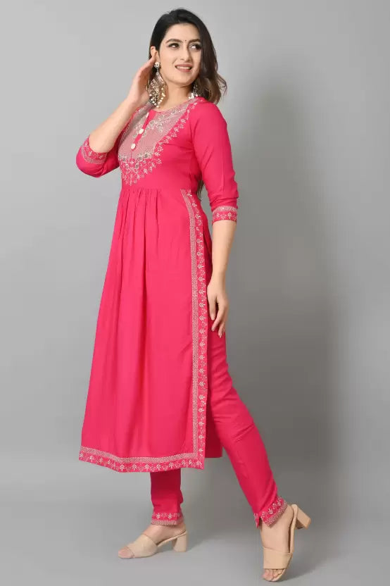 Women Pink Nyra-Cut Kurta set
