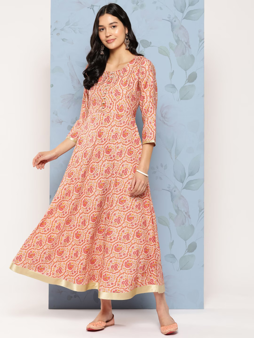 Floral Ethnic A-Line Maxi Ethnic Dress