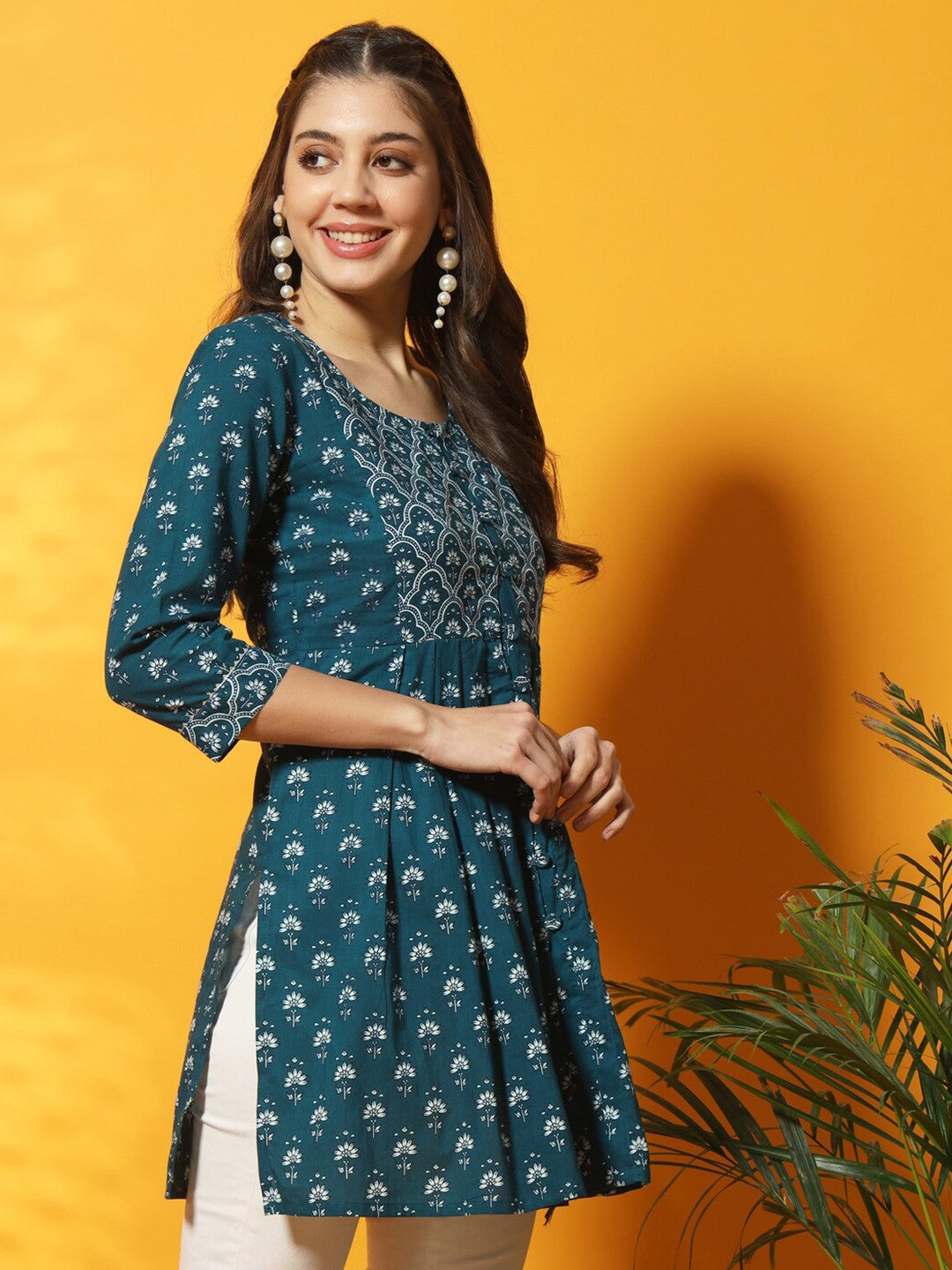 Floral Printed Pure Cotton Kurti