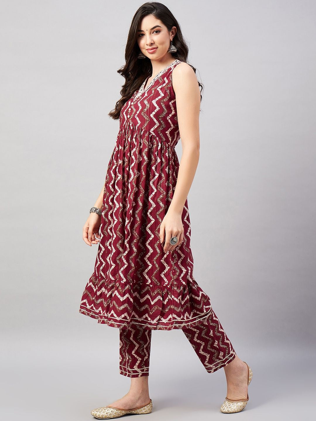 Women Printed Regular Pure Cotton Kurta with Trousers