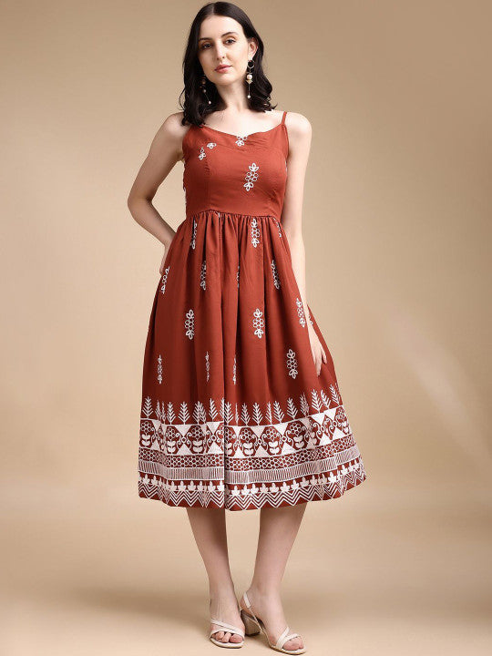 Women Ethnic Motifs Print Fit & Flare Dress
