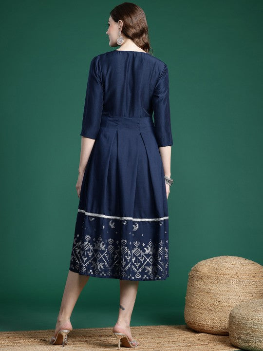 Ethnic Motifs Printed A-Line Midi Dress