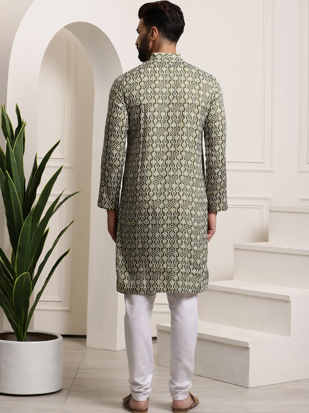 Ethnic Motifs Printed Regular Pure Cotton Kurta With Churidar
