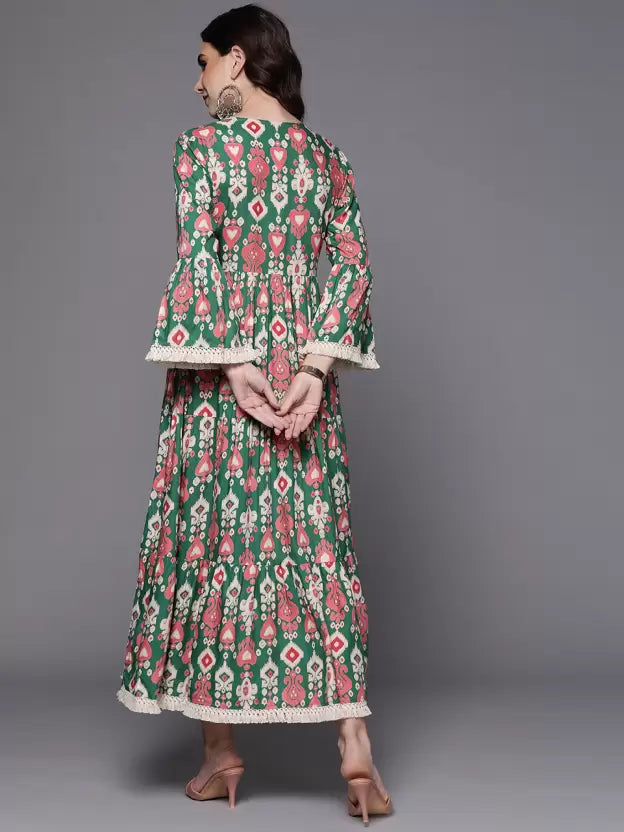 Women Abstract Ethnic Dress (Multicolor)