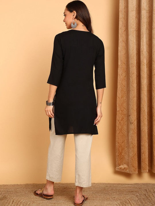 Floral Embroidered Chikankari Chikankari Kurti Top