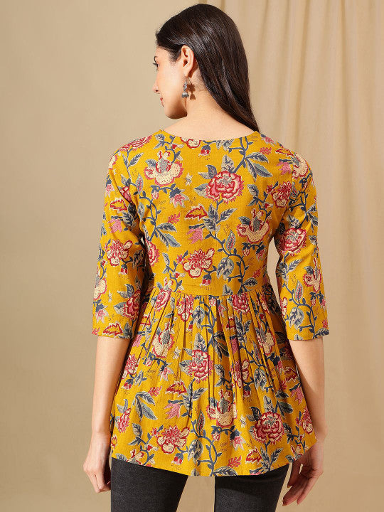Women Floral Print Cotton Top