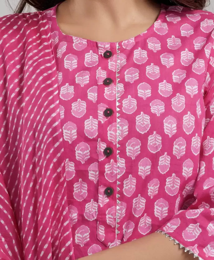 Floral Print Kurta Trouser Pant & Dupatta Set