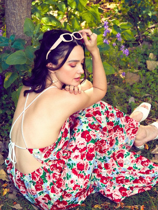 Floral Printed Tiered Maxi Fit & Flare Dress