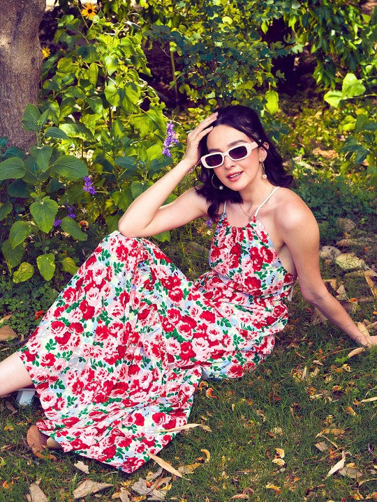 Floral Printed Tiered Maxi Fit & Flare Dress