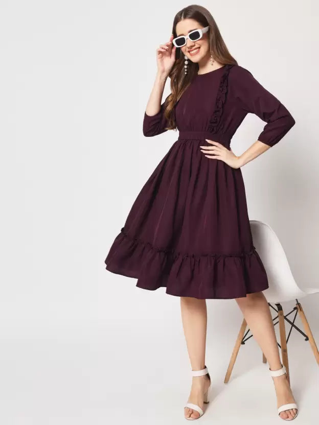 Women A-line Purple Dress